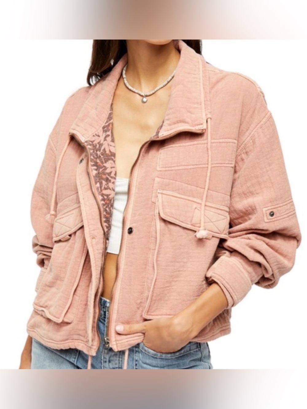 We The Free Women’s Pink Cotton Jacket - Size XS